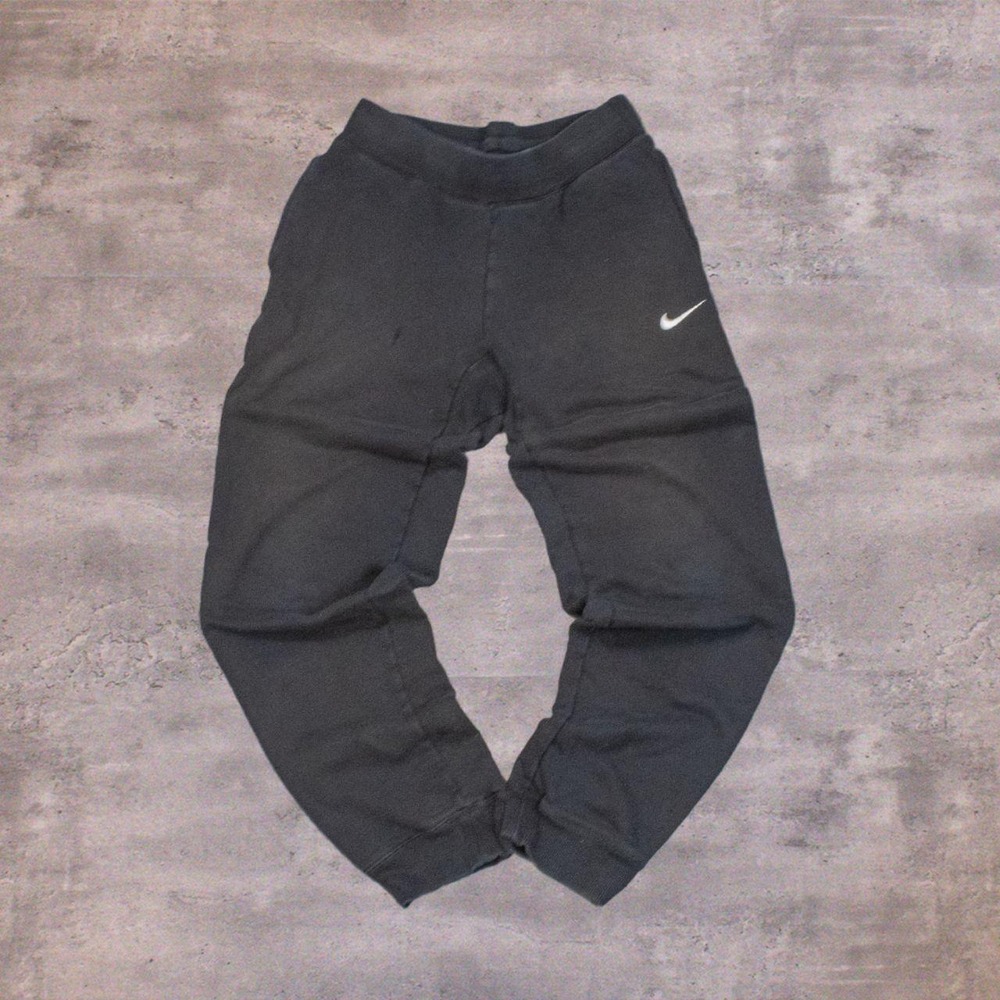 Y2K 2000's 00's Nike Black French Trey Fleece Baggy Black Cuff Sweat Pant's
